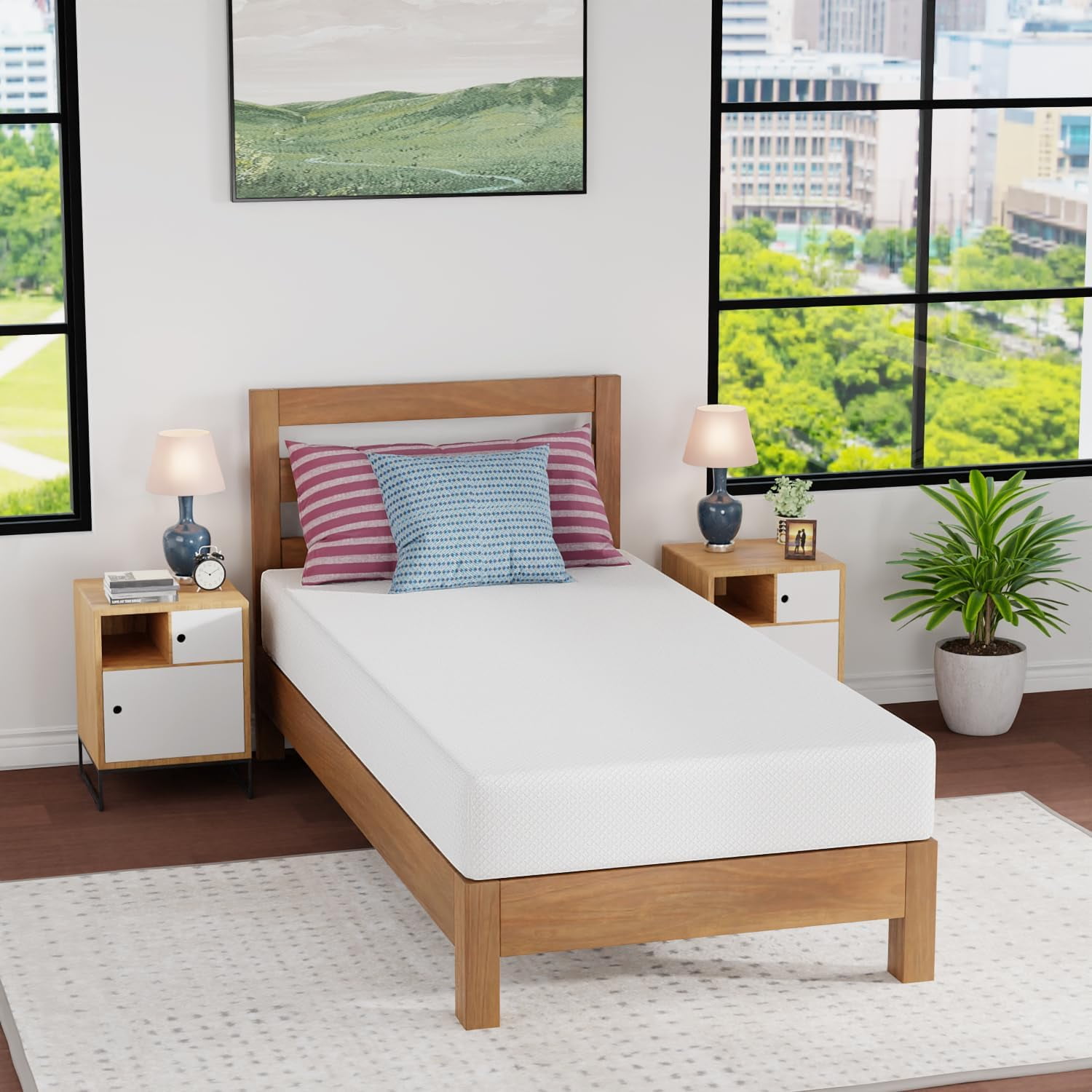 Materasso in memory foam da 20 cm con rivestimento in tessuto di grafene, traspirante con certificato CertiPUR-US, letto in una scatola, allevia la