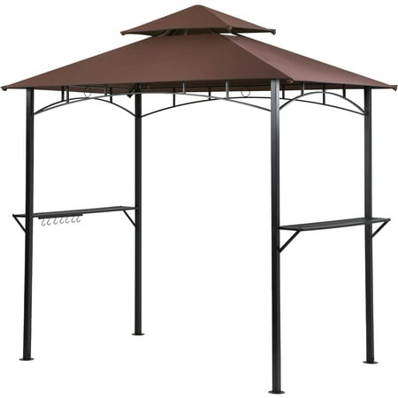 FDW 8' x 5' Soft-top and Grill Brown Solid Print Rectangle Gazebo