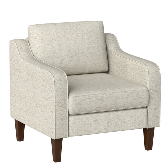 FDW Accent Chair, Beige Linen Fabric Upholstered Armchair with Scooped Arms, Comfortable Single Sofa Chair for Living Room, Bedroom, Apartment, Office & Waiting Room