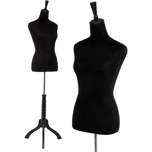 FDW Adjustable Sewing Dress Mannequin, 59-67 inch, Female Model, Wood Base (Black)