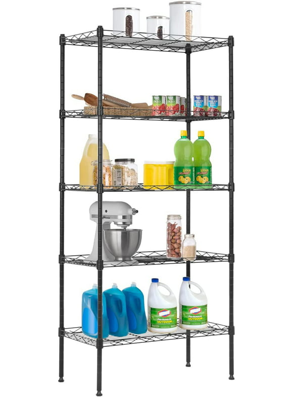 FDW Adjustable Storage Shelves Metal Storage Shelf(Black, 21.5L x 11.6W x 47.6H) 750 pounds