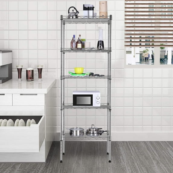 FDW Adjustable Storage Shelves Metal Storage Shelf for adults(Chrome, 16.7L×11.8W×47.6H)