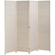 FDW Bamboo 4 Panel Room Divider Folding Privacy Screen,For Home/Office/Restaurant,72 Tall,Black