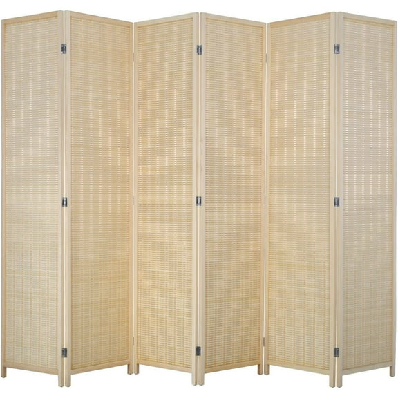 FDW Bamboo 6 Panel Room Divider Folding Privacy Screen,For Home/Office/Restaurant,72" Tall,Black