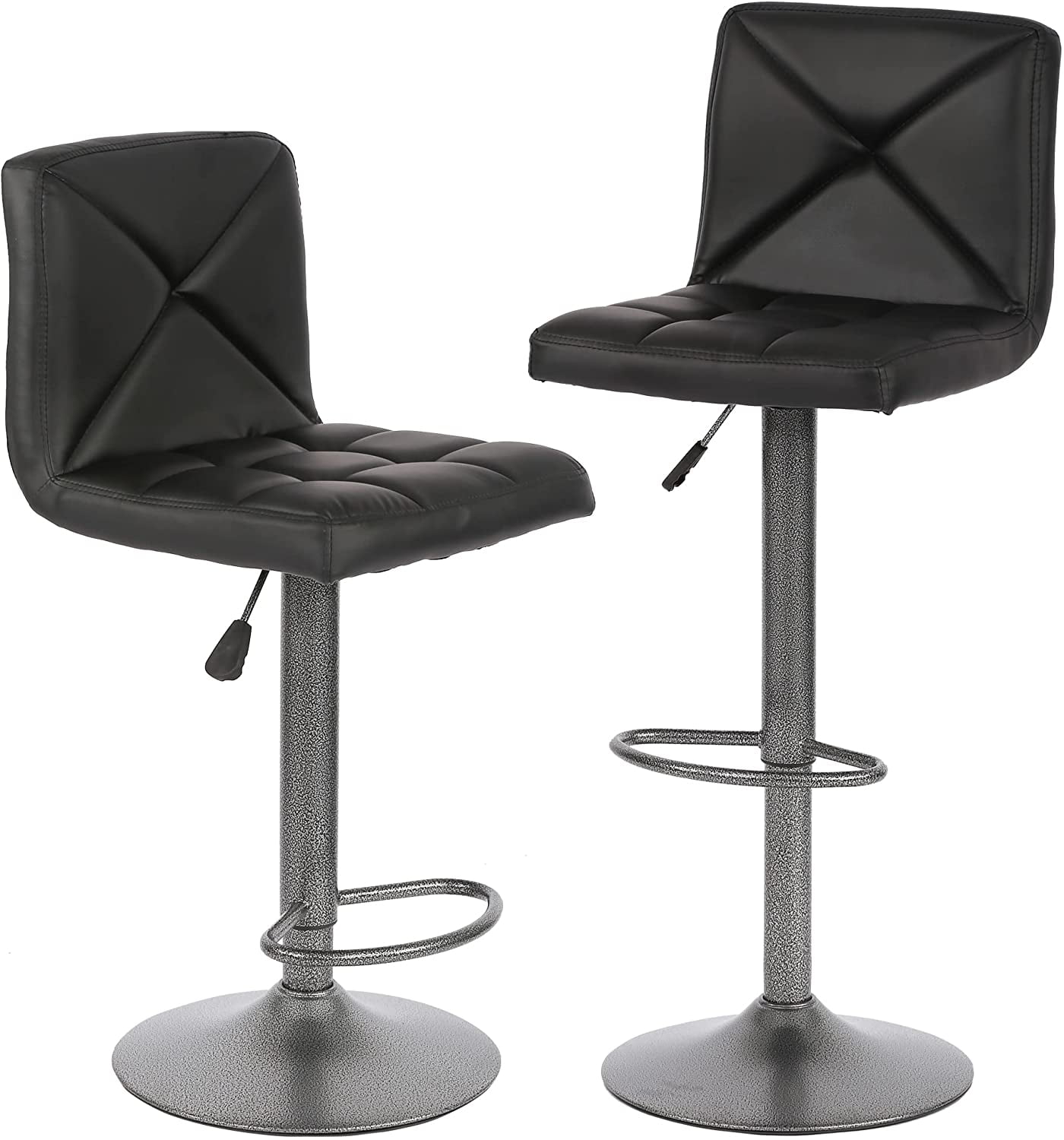 FDW Bar Stools Set of 2 Counter Height Swivel Stool PU Leather Modern Height Adjustable Swivel Barstools Hydraulic Chair Bar Stools,Black