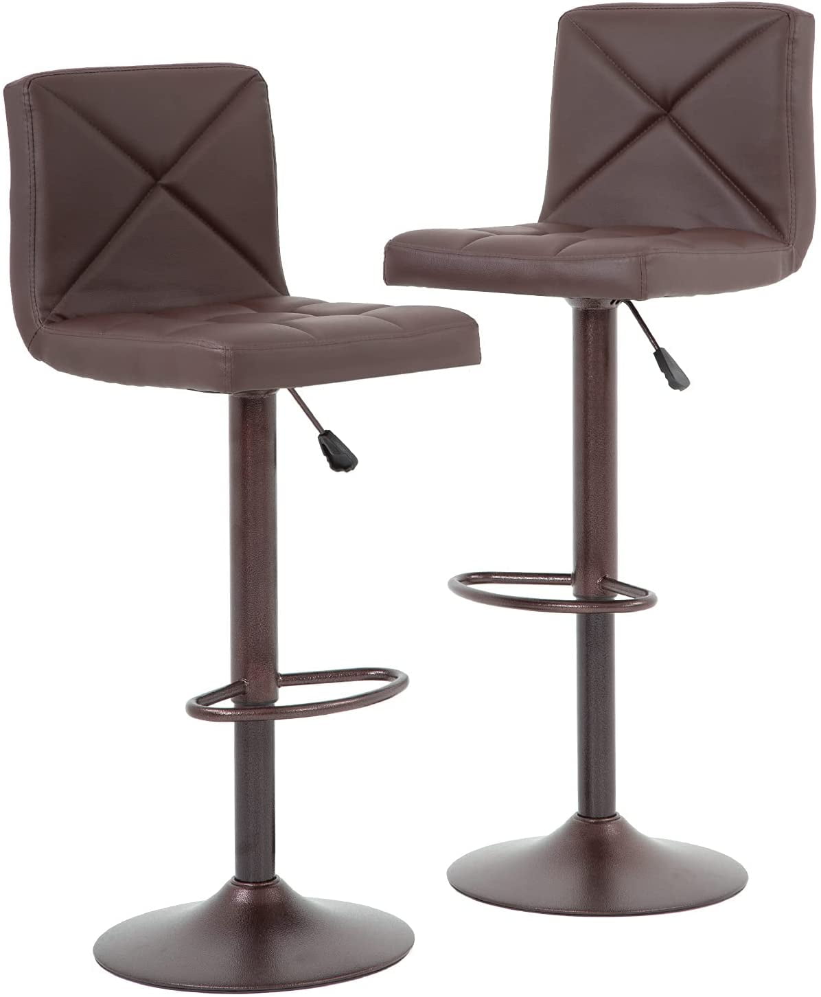 FDW Bar Stools Set of 2 Counter Height Swivel Stool PU Leather Modern Height Adjustable Swivel Barstools Hydraulic Chair Bar Stools,Brown