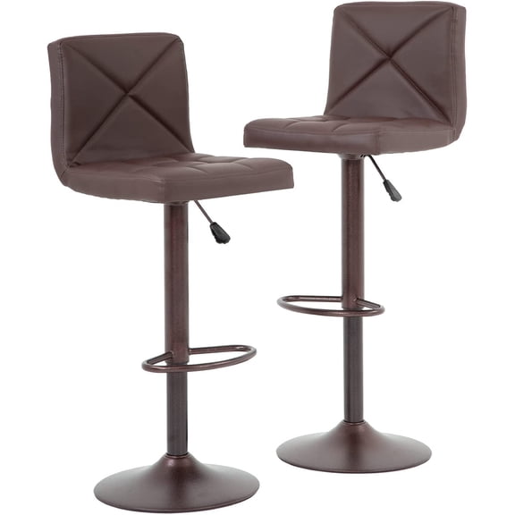 FDW Bar Stools Set of 2 Counter Height Swivel Stool PU Leather Modern Height Adjustable Swivel Barstools Hydraulic Chair Bar Stools,Brown