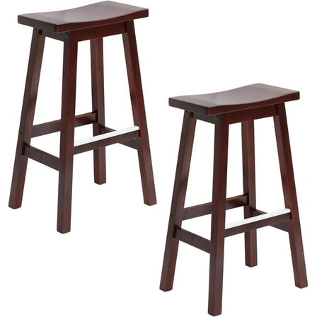 FDW Bar Stools Set of 2 for Kitchen Counter Solid Wooden Saddle Stools 30-Inch Height (Brown, 30 in)