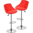 thumbnail image 1 of FDW Barstools Swivel Set of 2 Height Adjustable PU Leather, Low Back, Red, 1 of 7