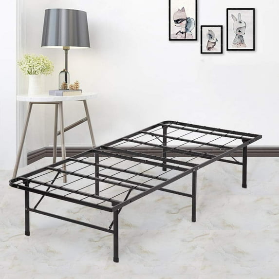 FDW Black Metal Bed Frame Platform Twin Size 14 Inch Heavy Duty Steel