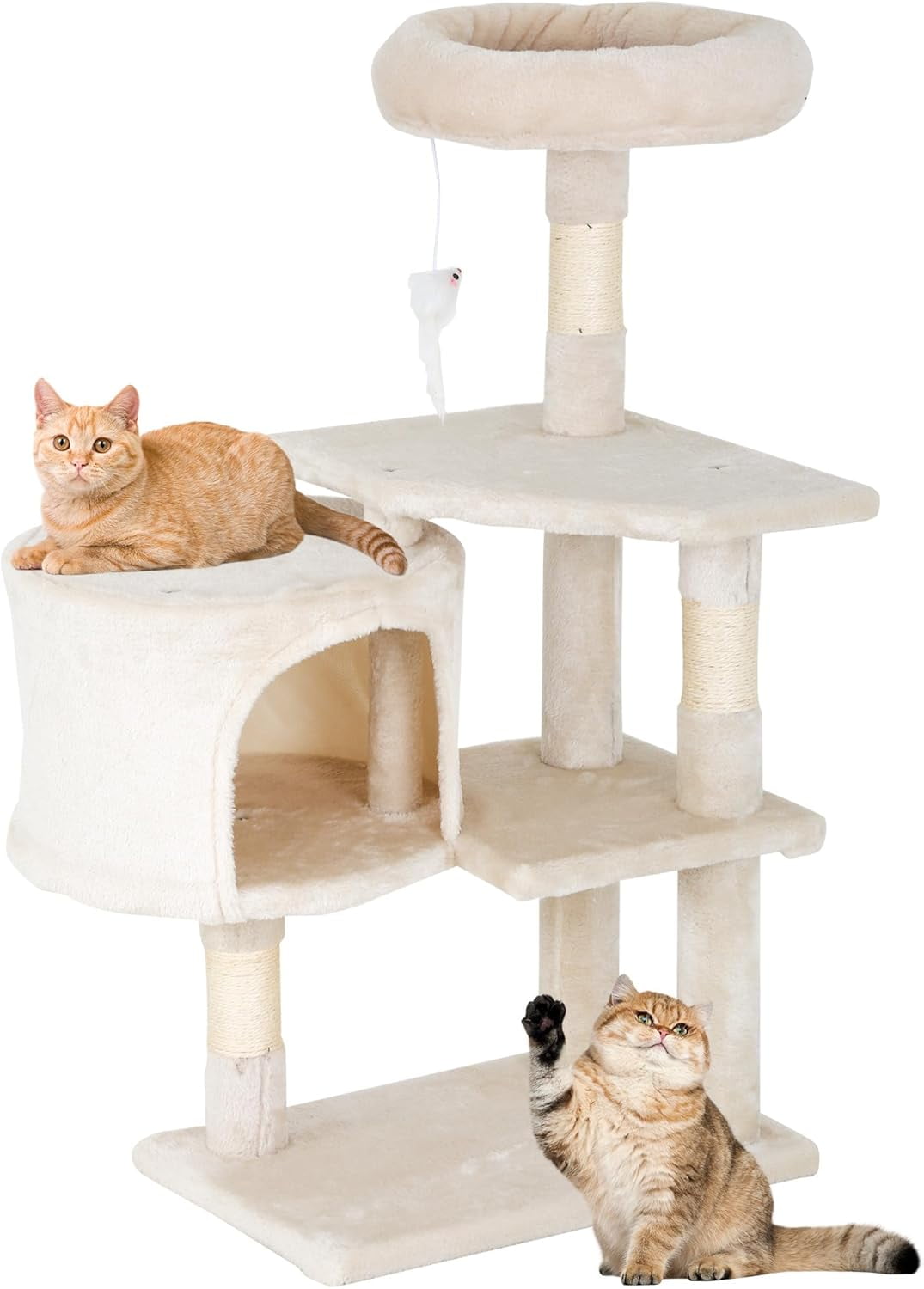 FDW Cat Tree 37 Inch Tall Cat Tower Kitten with Scratching Posts and Perches Indoor Activity Center for Cats (Beige)