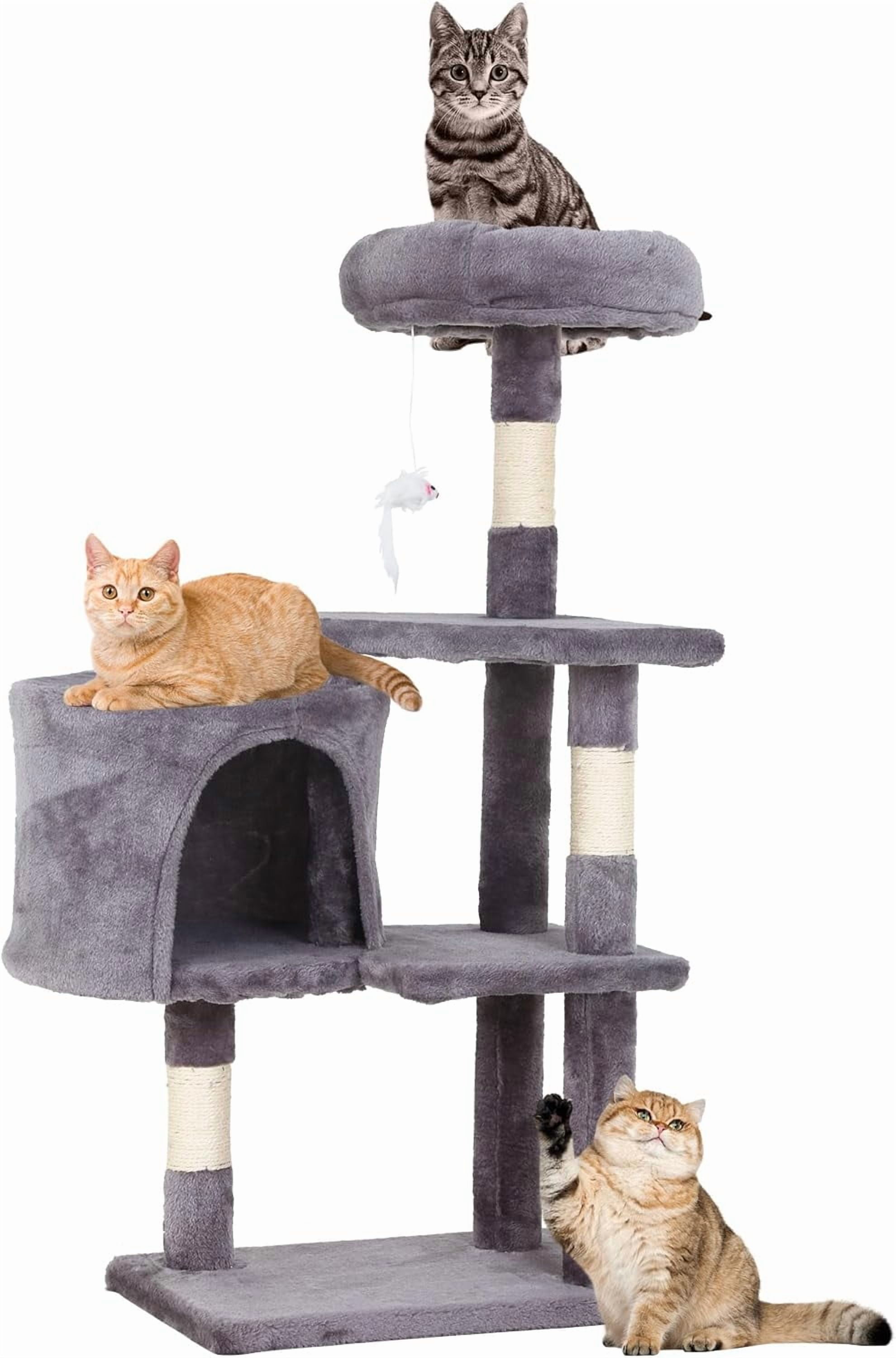 FDW Cat Tree 37 Inch Tall Cat Tower Kitten with Scratching Posts and Perches Indoor Activity Center for Cats (Light Grey)