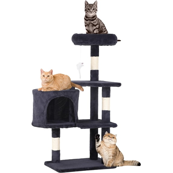 FDW Cat Tree 37 Inch Tall Cat Tower Kitten with Scratching Posts and Perches Indoor Activity Center for Cats (Dark Grey)