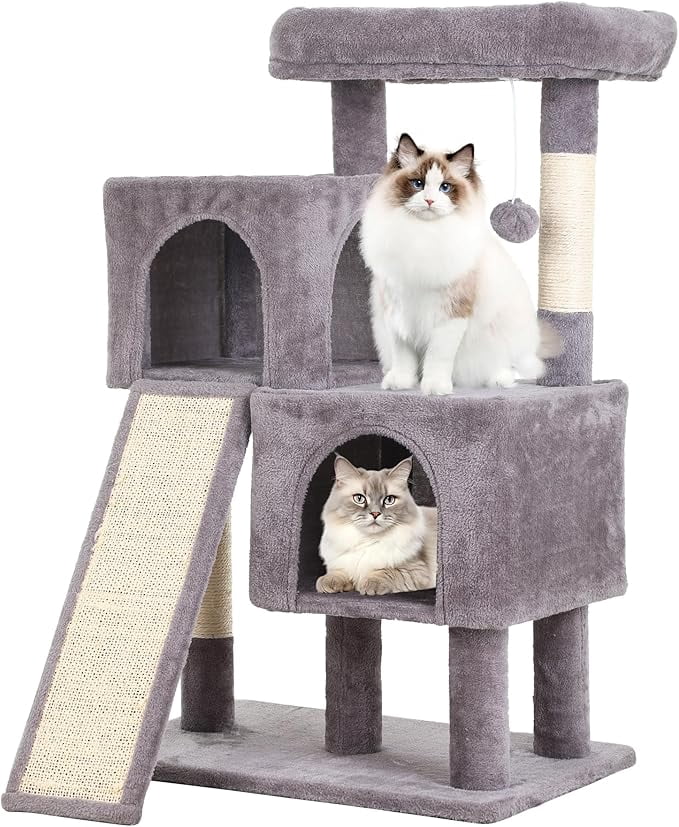 FDW Cat Tree for Indoor Cats 36" Cat Tower Multi-Level Indoor Cat Play Condo House with Scratching Posts, Spacious Perch,Ashy