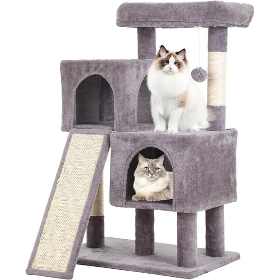 FDW Cat Tree for Indoor Cats 36" Cat Tower Multi-Level Indoor Cat Play Condo House with Scratching Posts, Spacious Perch,Ashy