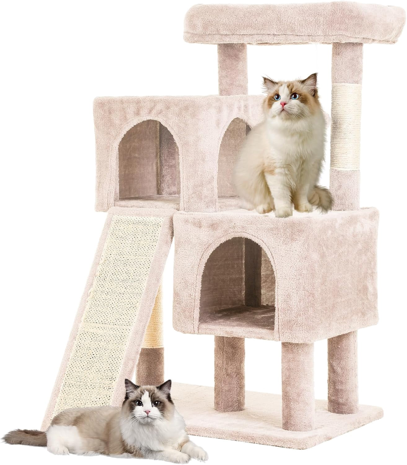 FDW Cat Tree for Indoor Cats 36" Cat Tower Multi-Level Indoor Cat Play Condo House with Scratching Posts, Spacious Perch,Beige