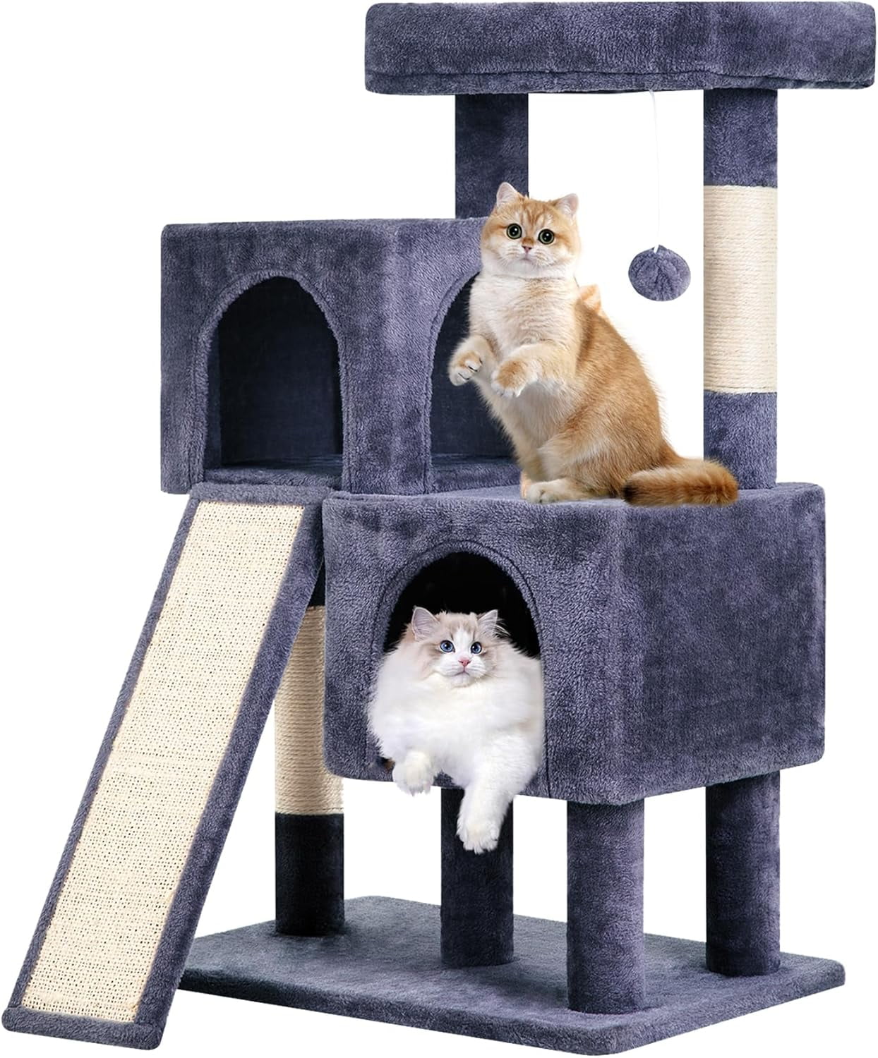 FDW Cat Tree for Indoor Cats 36" Cat Tower Multi-Level Indoor Cat Play Condo House with Scratching Posts, Spacious Perch,Dark Grey