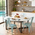 thumbnail image 1 of FDW | Set of 4 Metal Dining Chairs | Blue | Stackable Tolix Side Chairs with Backrest | Scratch-Resistant | Non-Slip Feet | Indoor/Outdoor Use | 330 lbs Capacity | Ideal for Kitchen & Restaurant, 1 of 8