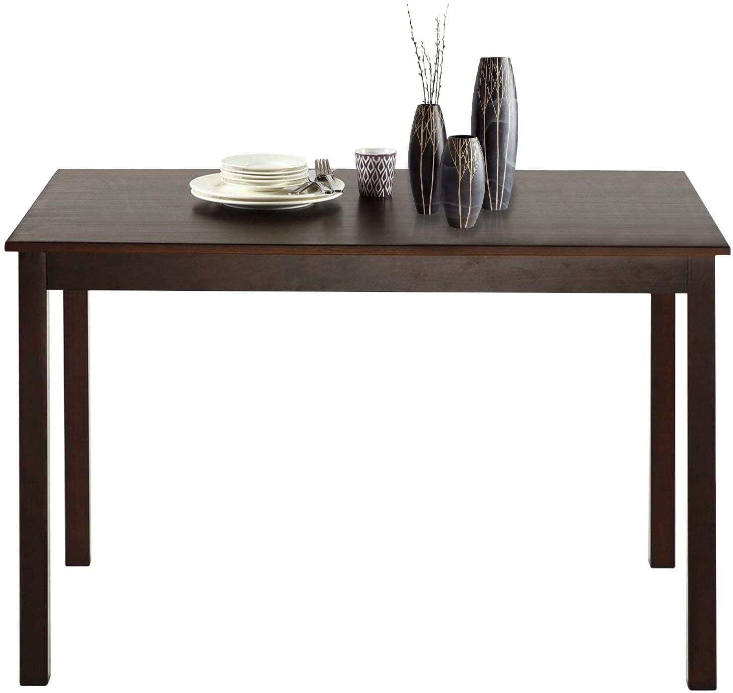 FDW Wooden Dining Kitchen Table for Small Spaces, Rectangular Modern