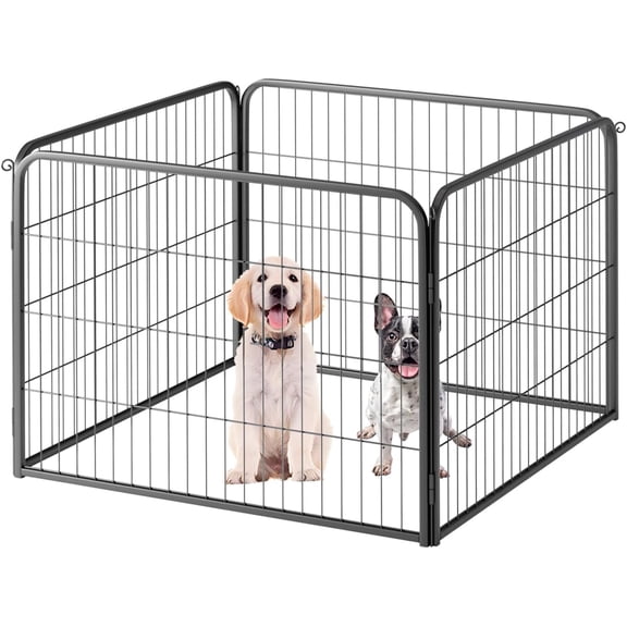 FDW Black 24 inch 4 Panel Folding Metal Portable Pet Playpen Heavy Duty Exercise Pen for Indoor Outdoor Yard Camping