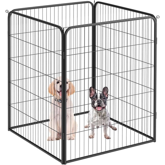 FDW Dog Playpen Dog Pen Dog Kennel 4 Panels 40 Inch Height Indoor Outdoor Folding Metal Portable Puppy Exercise Pen Heavy Duty Dog Fence for Yard Camping,Black