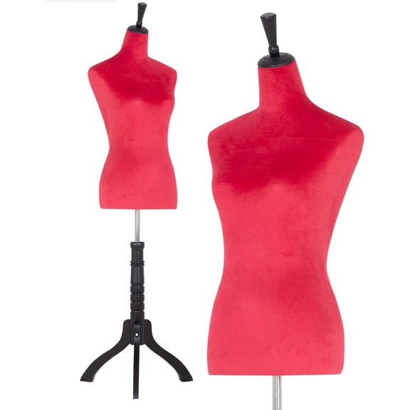 FDW Female model sewing dress form human body 59-67 inch adjustable dress with vertical wooden base, Red
