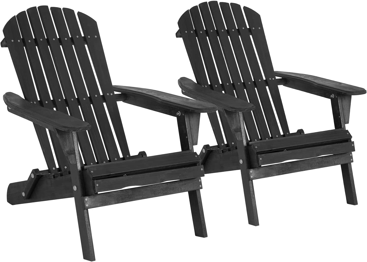 FDW Weatherproof Outdoor Adirondack Chair Set of 2, Folding Patio Chairs with Wood Texture