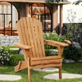 thumbnail image 1 of FDW Folding Wood Adirondack Chair Accent Furniture for Yard, Patio, Garden w/ Natural Finish - Brown, 1 of 8