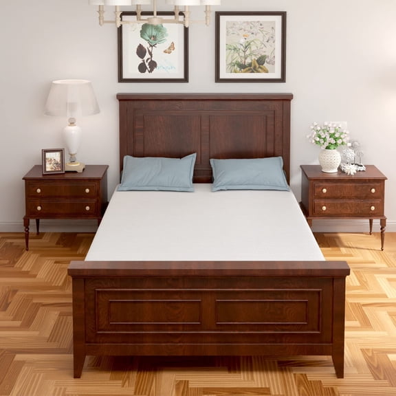 PayLessHere 6 Inch Full Size Green Tea Gel Memory Foam Mattress,Medium-Firm,White