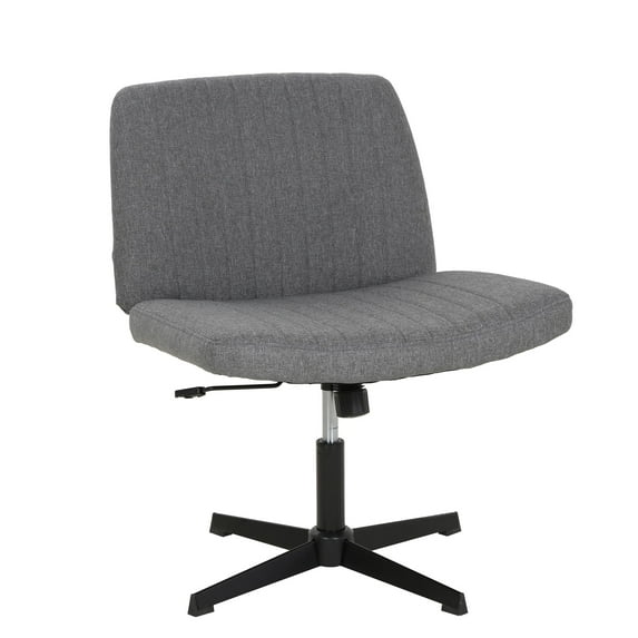 FDW Cross-Leg Home Office Chair - Armless Adjustable w/Wide Seat & U-Back,Grey