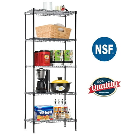 FDW Heavy Duty 24"W x 14"D x 60"H 5-Shelf Metal Freestanding Shelves, Black