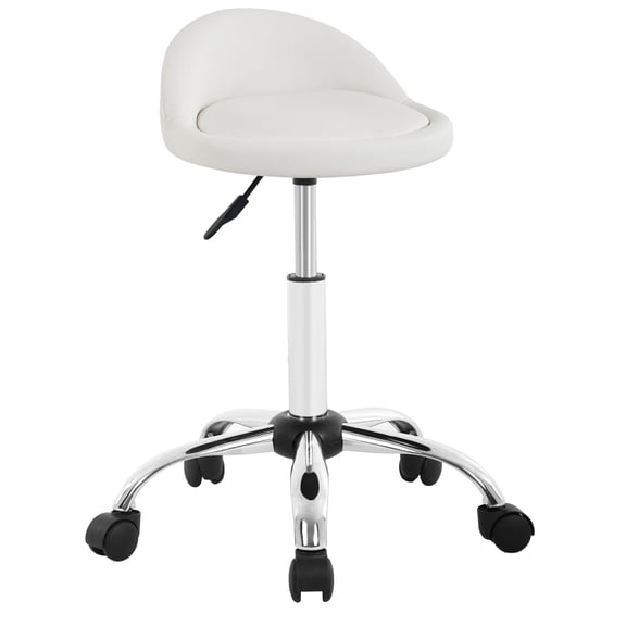 FDW Height Adjustable Rolling Swivel Stool Chair with Back Rest Salon Office Massage Spa Tattoo Stool(White)