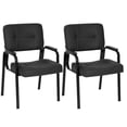 thumbnail image 1 of FDW Home Office Chair，Padded Armrest PU Leather for Waiting Room Chairs Lobby No Wheels, 2 Pack(Black), 1 of 8