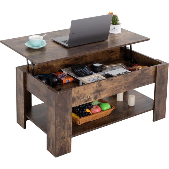 FDW Lift Top Coffee Table with Hidden Compartment and Storage Shelf,39. ...
