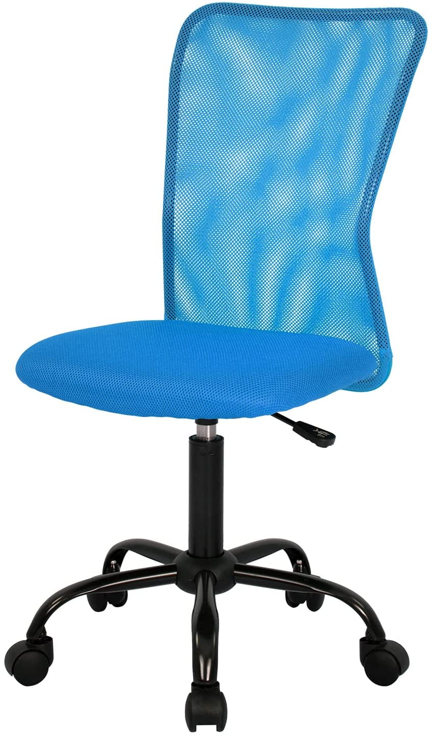 Office Chair Computer Desk Chair Gaming - Ergonomic Mid Back Cushion Lumbar  Support with Wheels Comfortable Blue Mesh Racing Seat Adjustable Swivel