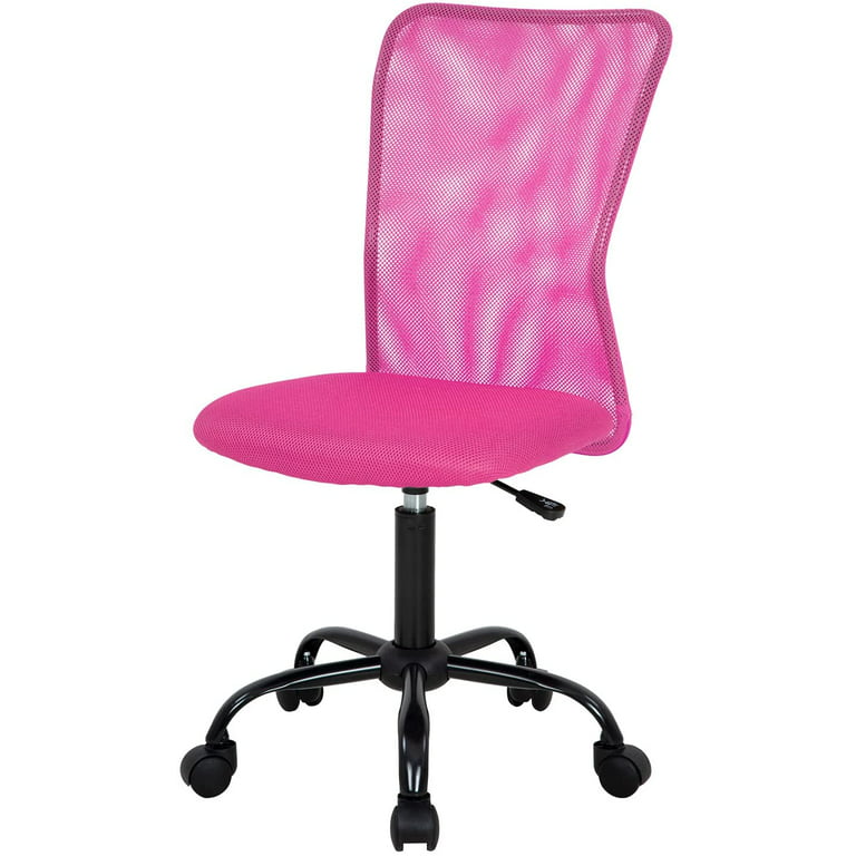 JHK Home Office Chair Mesh Mid Back Ergonomic Computer Executive Task Desk  with Lumbar Support, Armrest, Rocking Swivel Tilt Function, Wheels, Sponge Seat  Cushions for Adult, Pink 