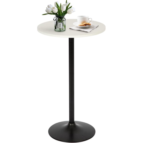 FDW Modern Bar Table Height Adjustable Kitchen Dining Table Round Pub Table,White