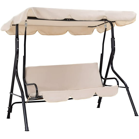 FDW New Canopy Porch Swing Glider Hammock Chair,Beige