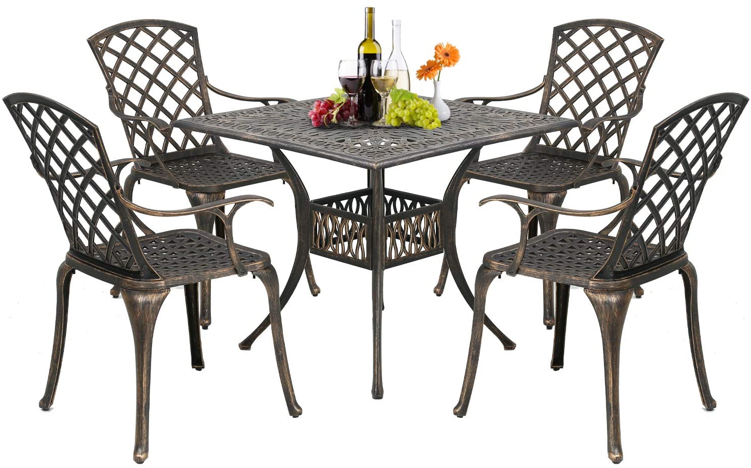 FDW Outdoor Dining Table Set Patio Dining Set Dining Chairs Set of 4 Wrought Iron Patio Furniture Outdoor Dining Set Patio Furniture Patio Chairs Chat Set Weather Resistant - image 1 of 7