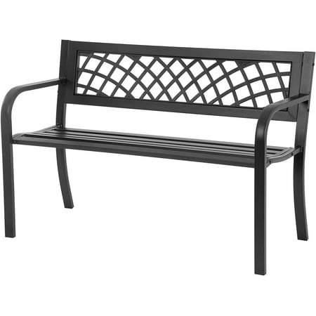 FDW Outdoor Durable Steel Garden Bench - Black