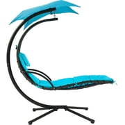 FDW Patio Chair Hanging Chaise Lounger Chair Floating Chaise Canopy Swing Lounge Chair Hammock Arc Stand Air Porch Stand (Blue)