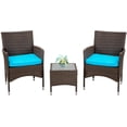 thumbnail image 1 of FDW Patio Furniture Sets 3 Pieces Wicker Bistro Set Outdoor ,Blue Cushion, 1 of 7