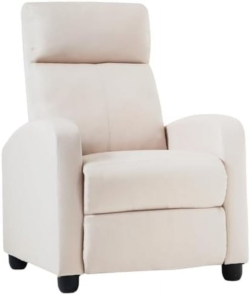 PayLessHere Single Recliner Chair - PU Leather, Push-Back Reclining Sofa With Lumbar Support For Living Room/Bedroom, Black