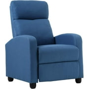FDW Recliner Chair with Fabric Padded Seat Backrest，Blue