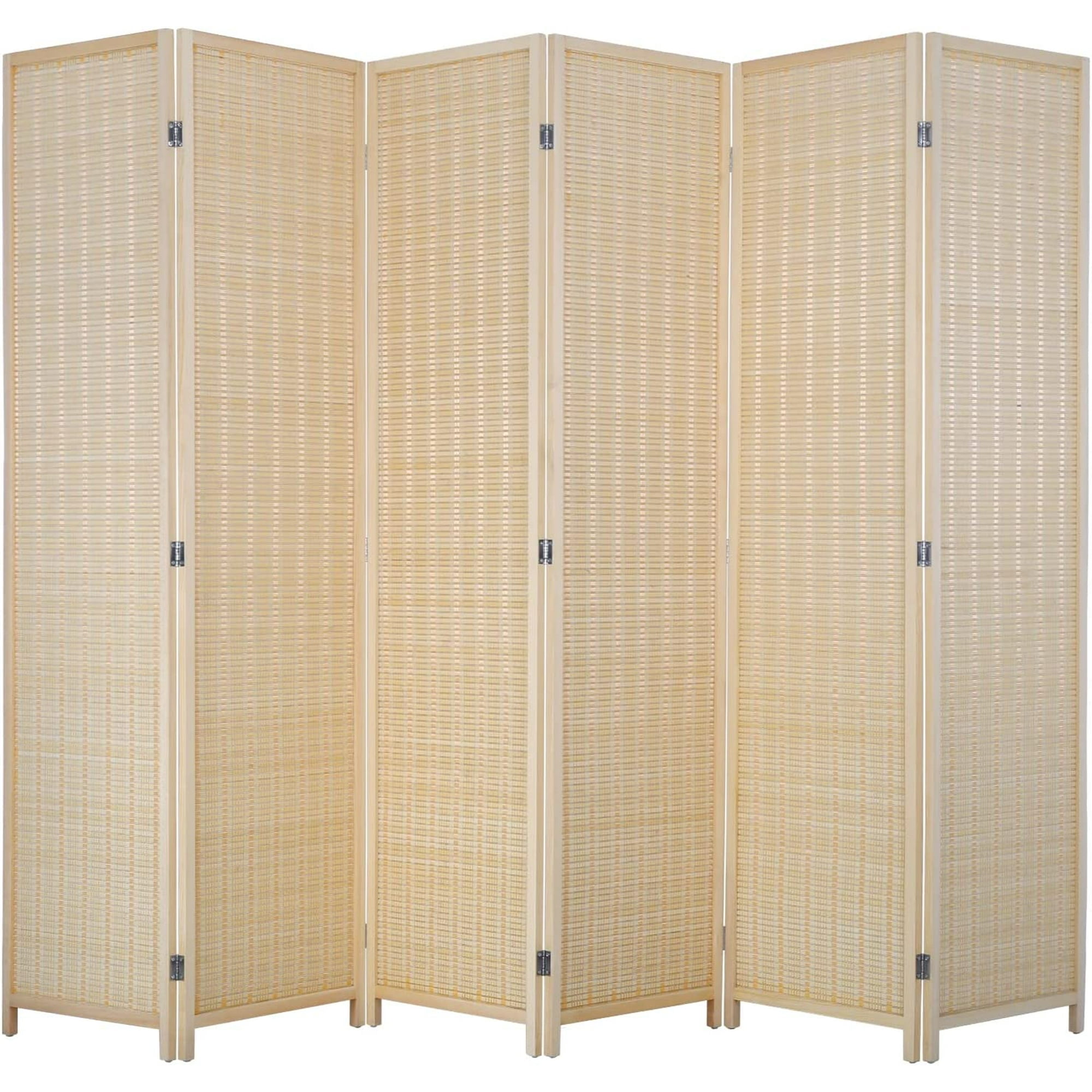 FDW Bamboo 6 Panel Room Divider Folding Privacy Screen,For Home/Office/Restaurant,72" Tall,Black
