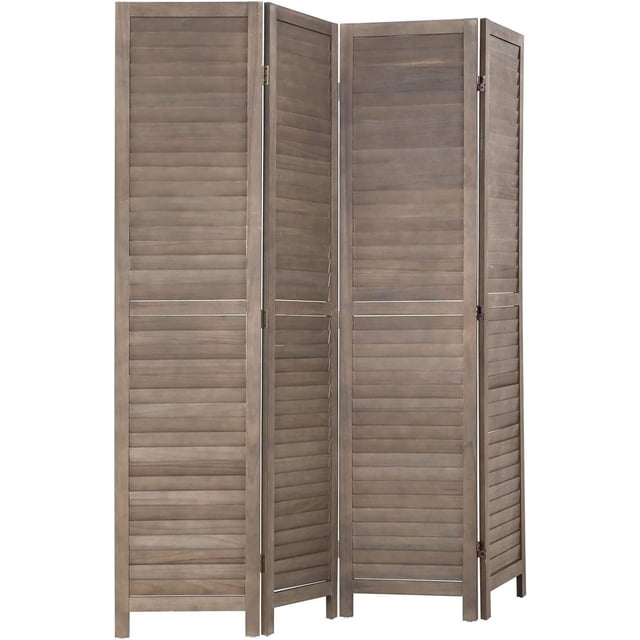 FDW Room Divider Partition 4 Panel Privacy Screen Folding Screen Wood Frame Screen for Home Office Bedroom,Brown