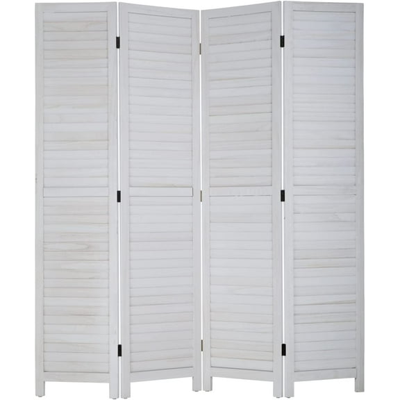 FDW Room Divider Partition 4 Panel Privacy Screen Folding Screen Wood Frame Screen for Home Office Bedroom,White