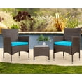 thumbnail image 1 of FDW Set of 3 Pieces Outdoor Patio Furniture Wicker Bistro Table Set for Yard,Blue Cushion, 1 of 7