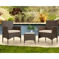 thumbnail image 1 of FDW Set of 3 Pieces Outdoor Patio Furniture Wicker Bistro Table Set for Yard, Khaki Cushion, Steel Frame, Modern, 1 of 7