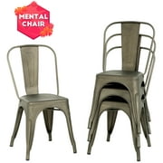 FDW Set of 4 Stackable Restaurant Metal Kitchen Chair Indoor/Out Door,all color